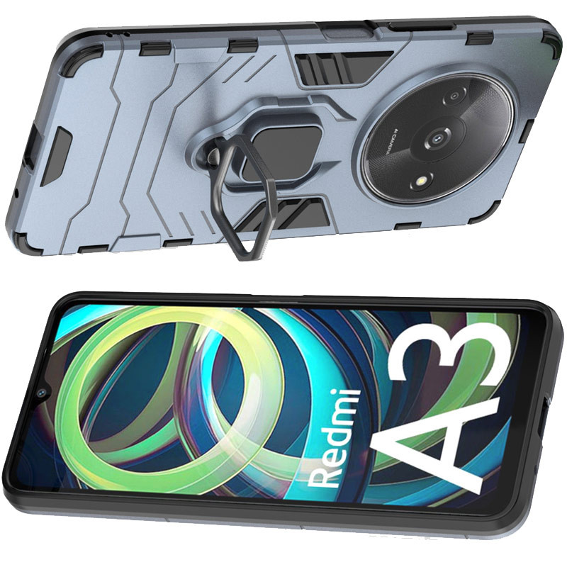 Ударопрочный чехол Transformer Ring for Magnet для Xiaomi Redmi A3 (Серый / Metal slate) в магазине vchehle.ua