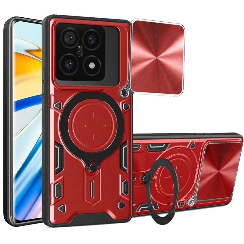 Ударопрочный чехол Bracket case with Magnetic для Xiaomi 14T (Red)