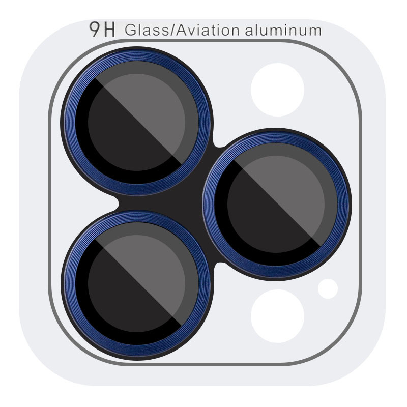 Захисне скло Metal Classic на камеру (в упак.) на Apple iPhone 15 Pro (6.1") / 15 Pro Max (6.7") (Синий / Dark Blue)