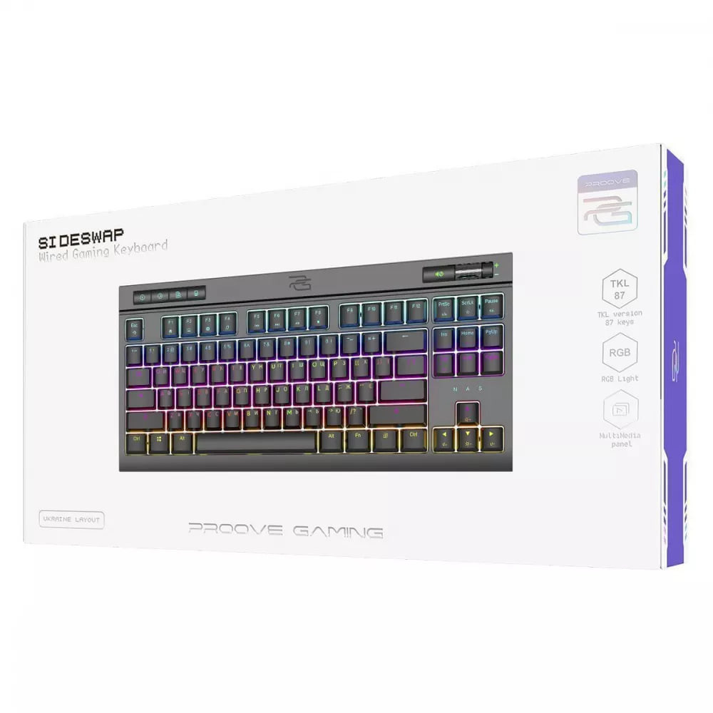 Фото Ігрова механічна клавіатура Proove Gaming Sideswap (Ukraine Layout) в маназині vchehle.ua