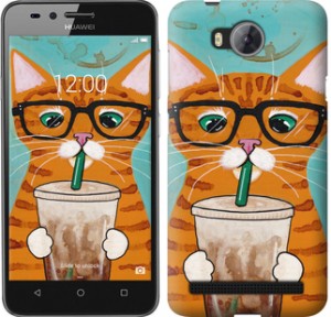 Чохол Зеленоокий кіт в окулярах на Huawei Y3II / Y3 2