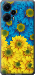 Чехол Жёлто-голубые цветы для Xiaomi Redmi Note 12 Turbo