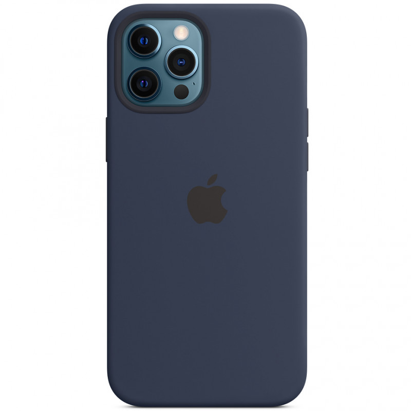 Уценка Чехол Silicone case (AAA) full with Magsafe and Animation для Apple iPhone 12 Pro Max (6.7") (Дефект упаковки / Синій / Capri Blue)