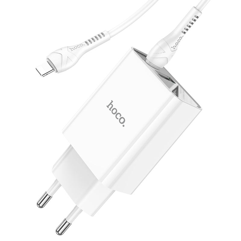 СЗУ Hoco C100A with digital display PD20W+QC3.0 (1USB-A/1C) + кабель Type-C to Lightning (White) в магазине vchehle.ua