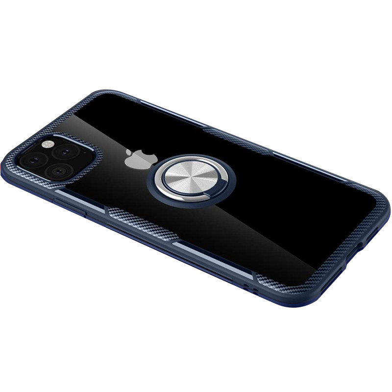 

TPU+PC чохол Deen CrystalRing for Magnet (opp) на Apple iPhone 11 Pro (5.8") (Прозорий / Темно синій) 883732