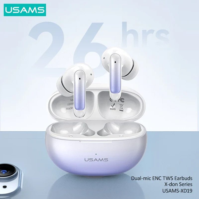 Фото Беспроводные TWS наушники Usams-XD19 X-don Series ENC BT 5.3 (Gradient Blue) на vchehle.ua