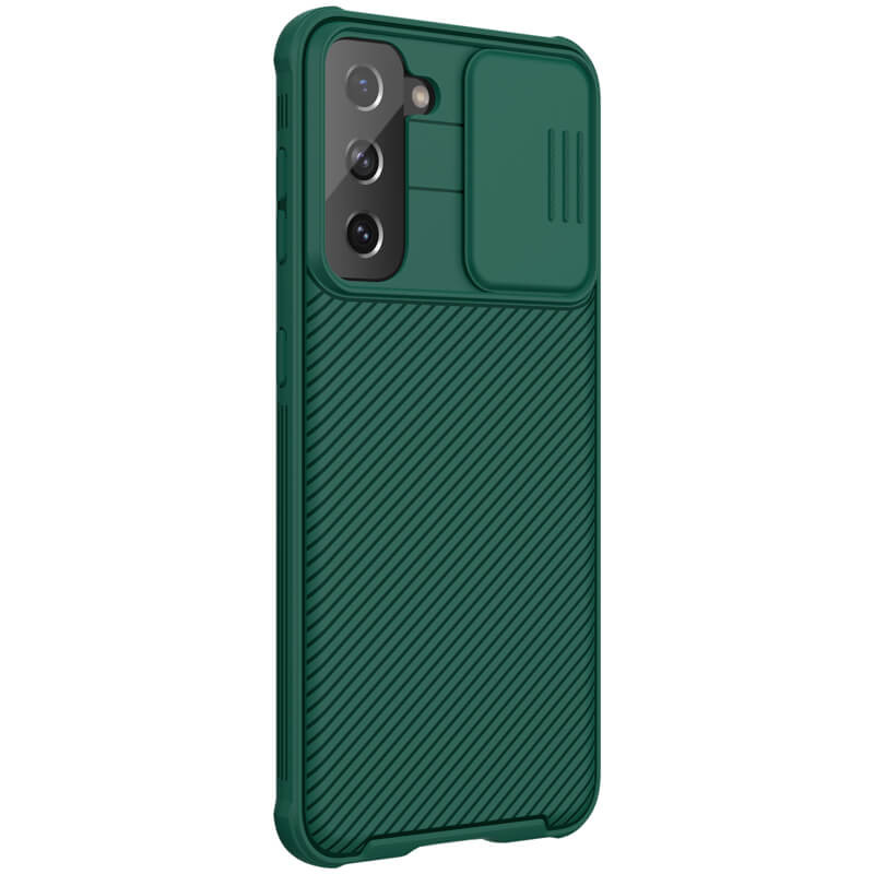 Купить Карбоновая накладка Nillkin Camshield (шторка на камеру) для Samsung Galaxy S21 (Зеленый / Dark Green) на vchehle.ua