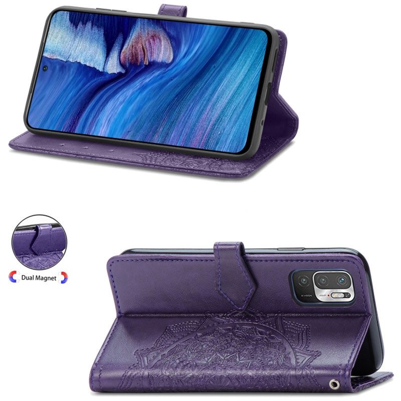 Кожаный чехол-книжка Art Case с визитницей для Xiaomi Redmi Note 10 5G / Poco M3 Pro (Фиолетовый) в магазине vchehle.ua