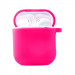Силиконовый футляр с микрофиброй для наушников Airpods 1/2 (Розовый / Barbie pink)