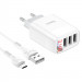 Фото СЗУ Hoco C93A Easy charge 3-port digital display charger + MicroUSB (White) в магазине vchehle.ua