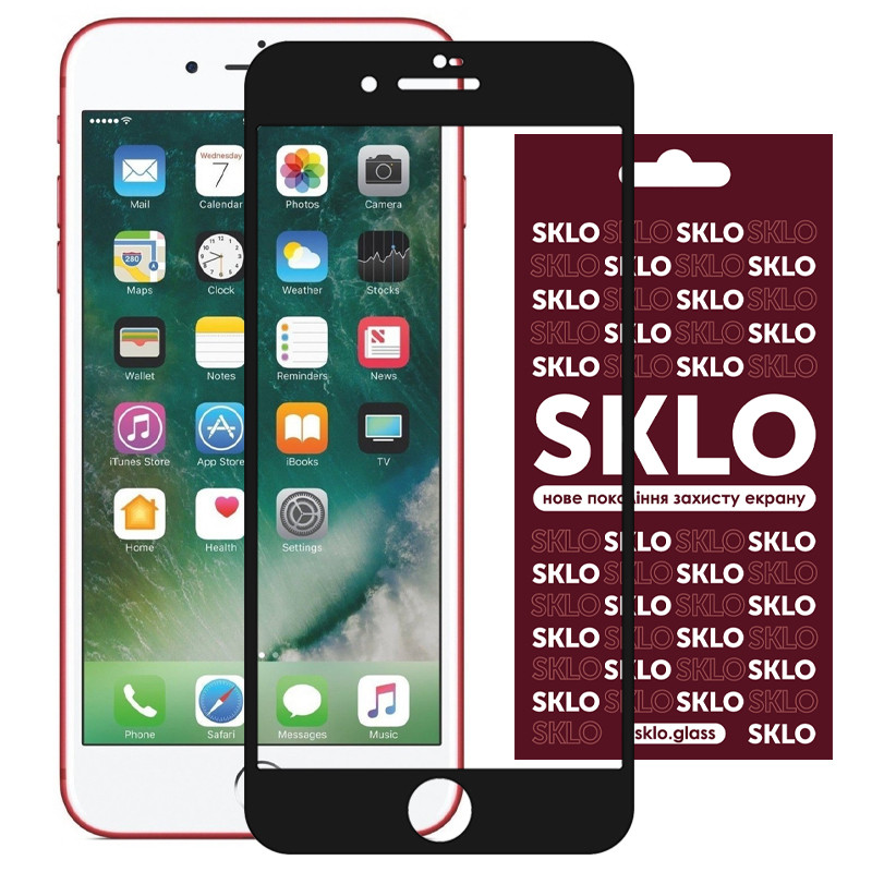 Захисне скло SKLO 3D (full glue) на Apple iPhone 7 plus / 8 plus (5.5") (Чорний)