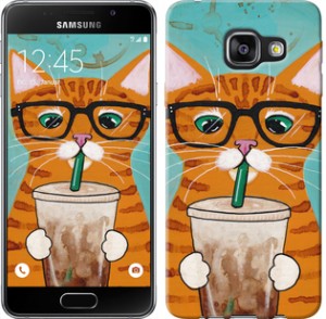 Чехол Зеленоглазый кот в очках для Samsung Galaxy A3 (2016) A310F