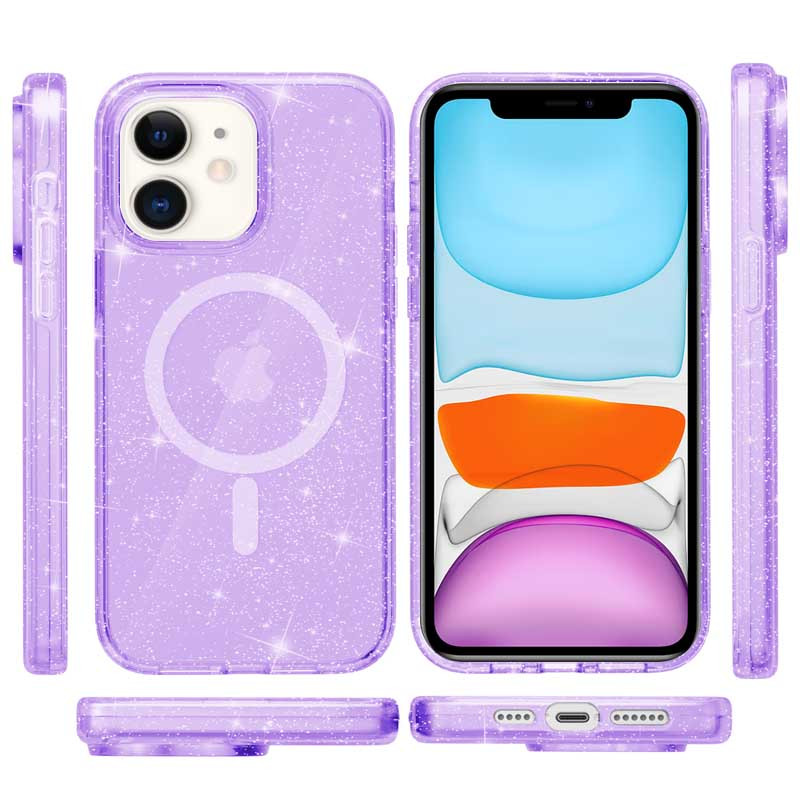 Фото Чохол TPU Galaxy Sparkle (MagFit) на Apple iPhone 11 (6.1") (Purple+Glitter) на vchehle.ua