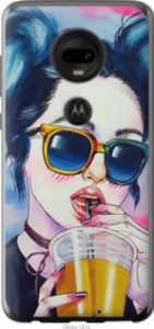 Чехол Арт-девушка в очках для Motorola Moto G7