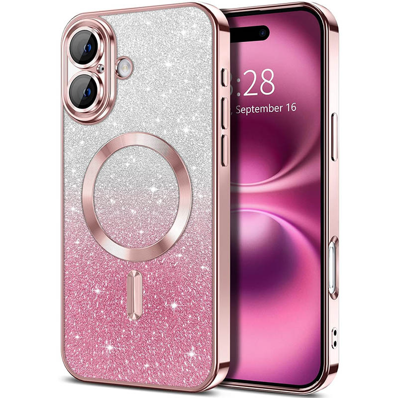 TPU чехол Delight case with Magnetic Safe с защитными линзами на камеру для Apple iPhone 16 (6.1") (Розовый / Rose Gold)