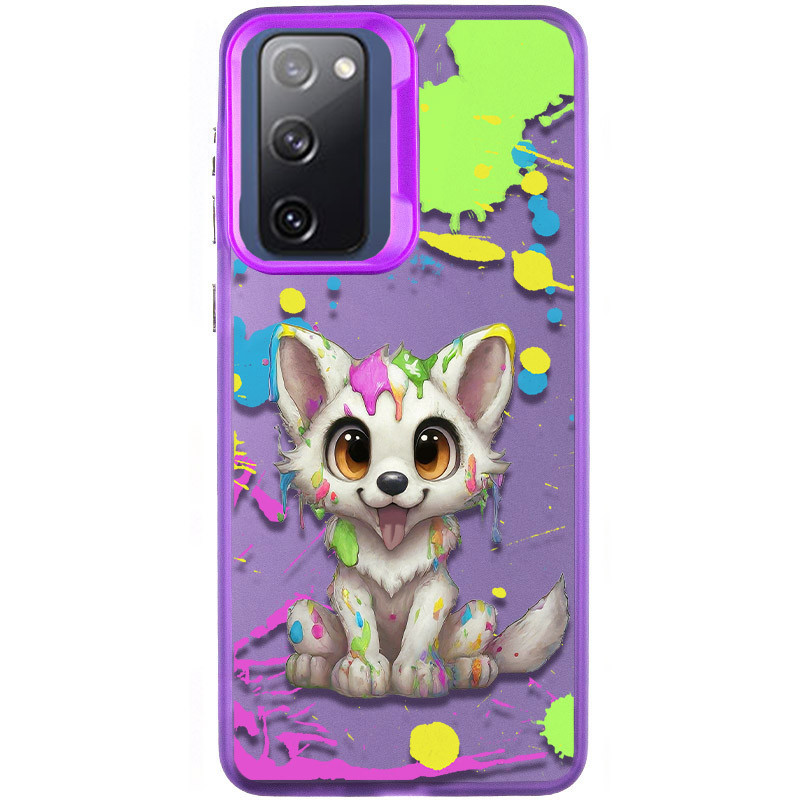 TPU+PC чохол TakiTaki Graffiti magic glow на Samsung Galaxy S20 FE (Cute wolf / Purple)