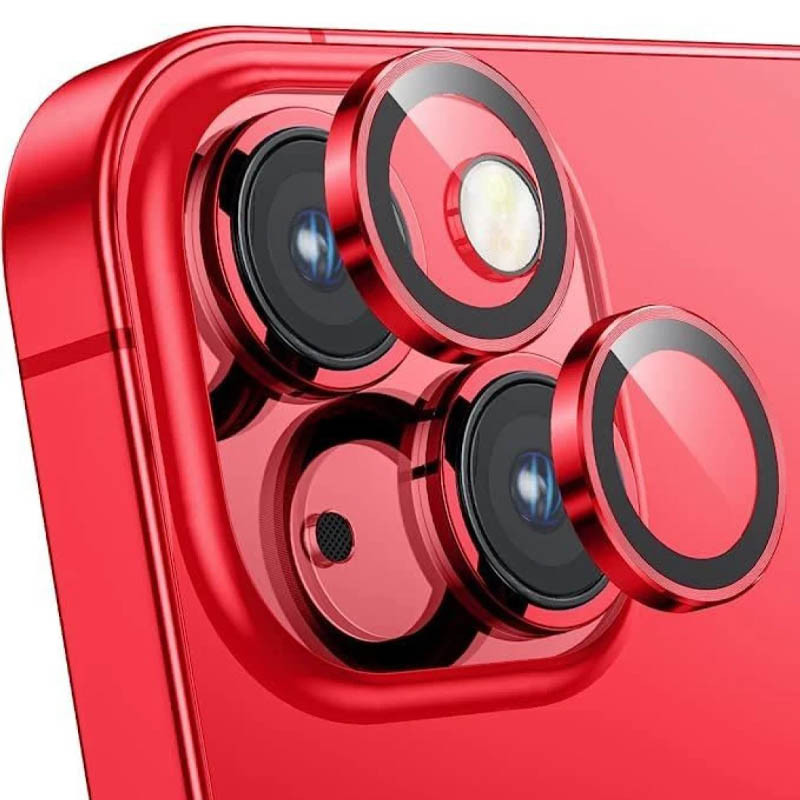 Заказать Защитное стекло Metal Classic на камеру (в упак.) для Apple iPhone 13 mini / 13 (Красный / Red) на vchehle.ua