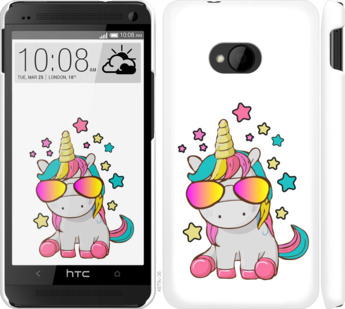 

Чехол Единорог в очках для HTC One M7 911647