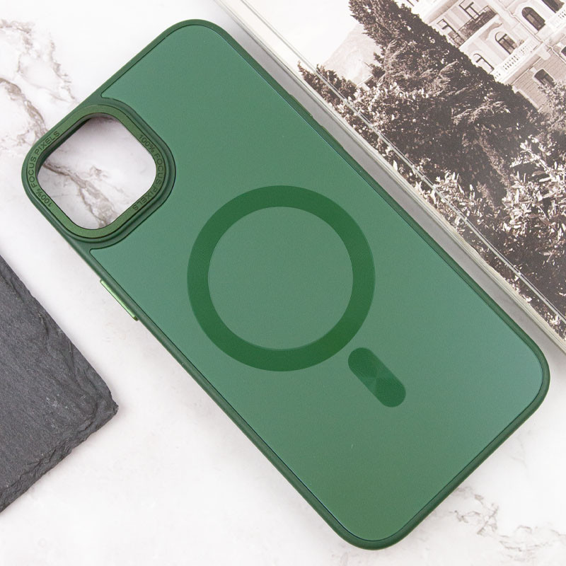 Фото Чехол TPU+Glass Sapphire Midnight Open Camera with Magnetic Safe для Apple iPhone 15 Plus (6.7") (Зеленый / Forest green) на vchehle.ua