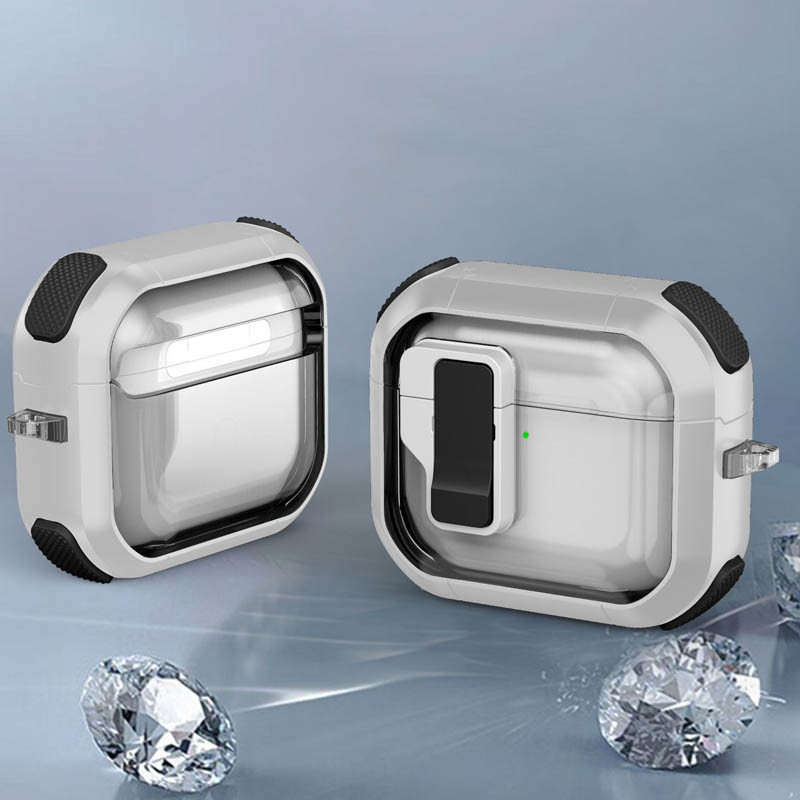 Футляр противоударный Locking Button для наушников Airpods 3 (White) в магазине vchehle.ua