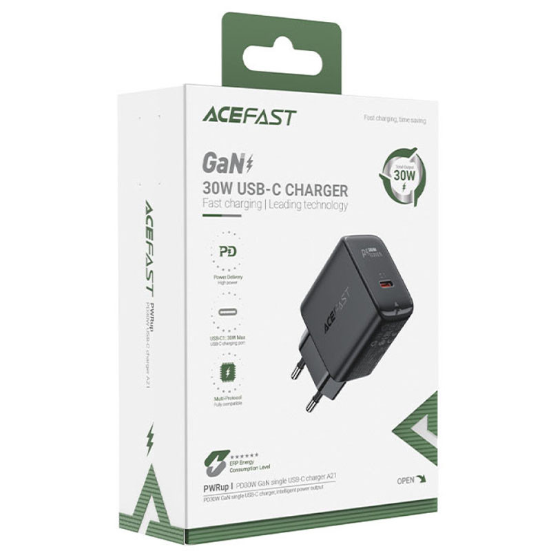 СЗУ Acefast A21 30W GaN single USB-C (Black) в магазине vchehle.ua