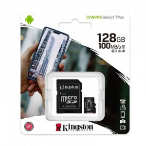 Карта пам'яті Kingston MicroSDXC 128GB (UHS-1) Class 10 A1 Canvas Select Plus R100MB/s + SD-адаптер