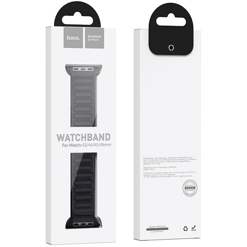 Фото Ремінець Hoco WA23 Original series leather chain magnetic strap для Apple watch 42(ser.1-3)/44/45/49m (Black) на vchehle.ua