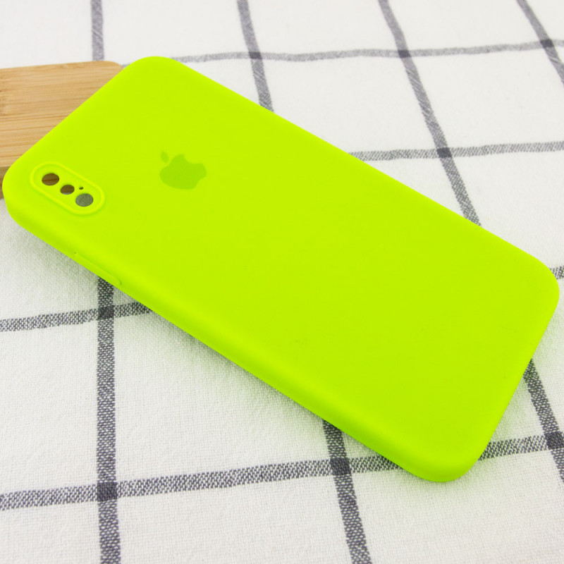 Фото Чехол Silicone Case Square Full Camera Protective (AA) на Apple iPhone XS (5.8") (Дефект упаковки / Салатовий / Neon Green) на vchehle.ua