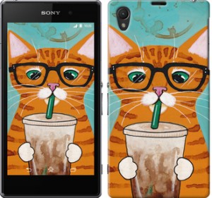 Чехол Зеленоглазый кот в очках для Sony Xperia Z1 C6902