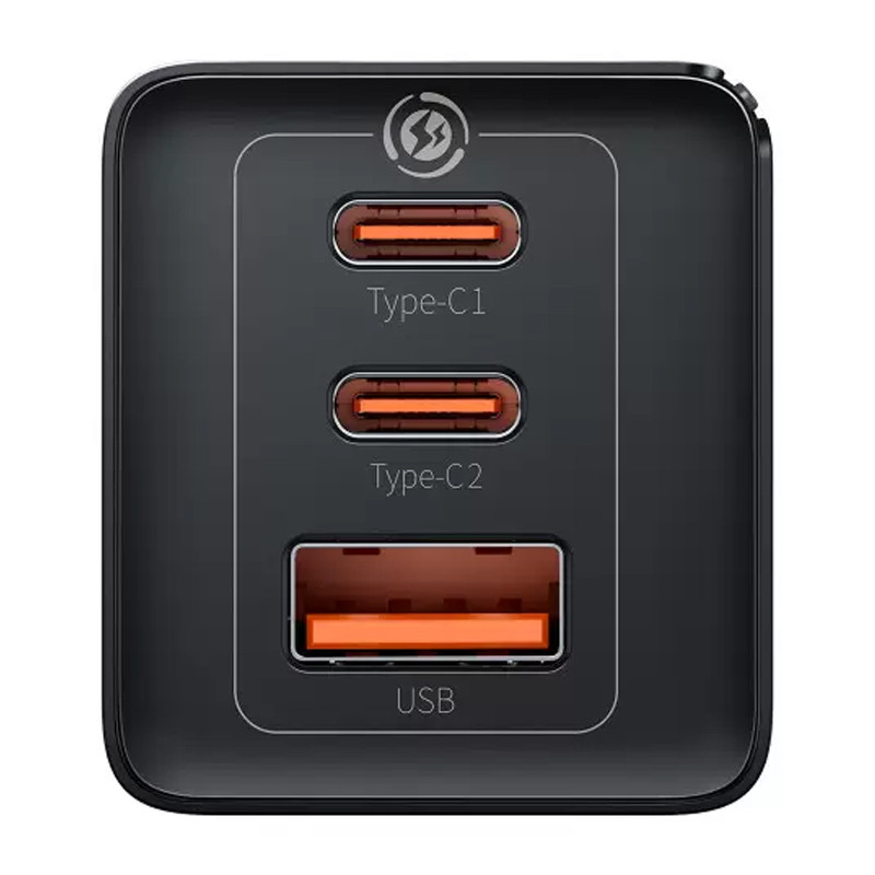 Фото МЗП Baseus GaN5 Pro 65W 2Type-C+USB 100W EU (CCGP12020) (Black) в маназині vchehle.ua