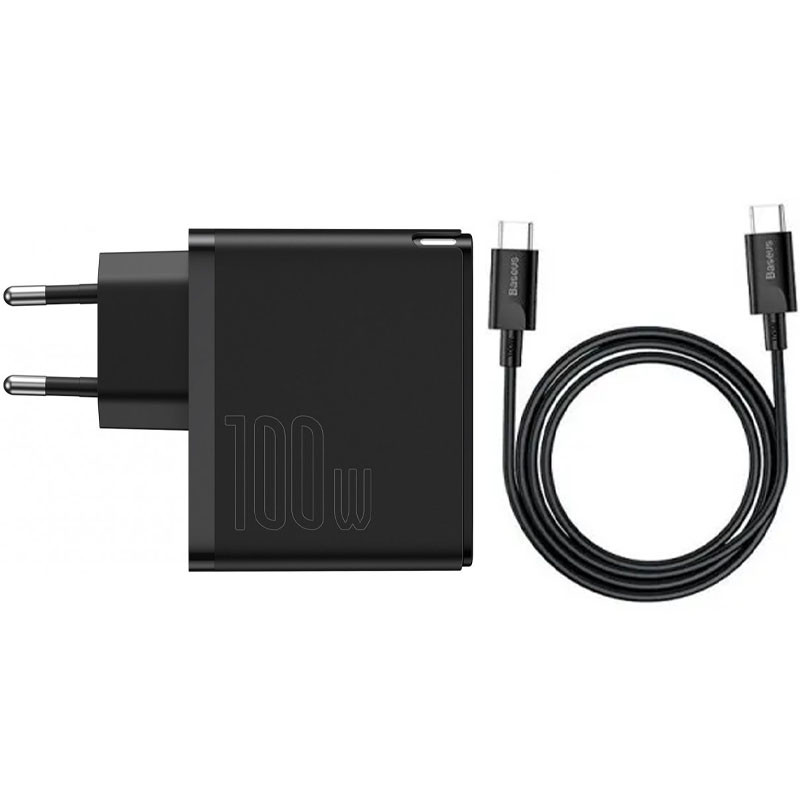 СЗУ Baseus GaN2 (1 Type-C/ 100W) + кабель Type-C to Type-C 100W (1.5m) (TZCCGAN-L)